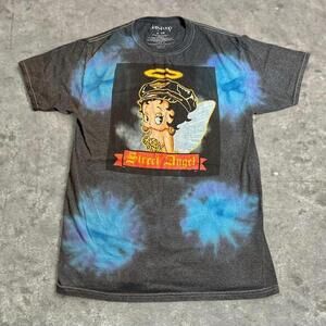betty boop y2k street angel tshirt sz small oversized streetwear tie dye